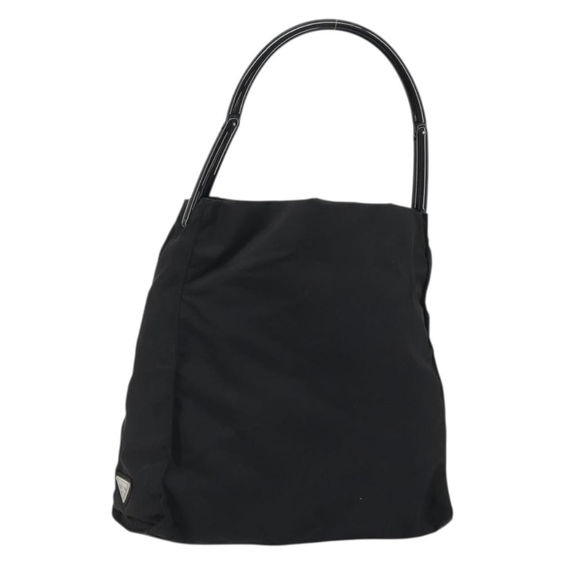Prada nylon black silver handbag Italy women: Prada nylon black silver handbag Italy women This PRADA handbag is crafted from black nylon with silver-tone details and is designed for women. Made in Italy, the bag features a handle drop of approxi