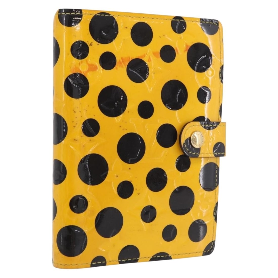 Louis Vuitton M91517 Agenda PM Day Planner Cover Yellow Patent Leather: Louis Vuitton M91517 Agenda PM Day Planner Cover Yellow Patent Leather Louis Vuitton Monogram Vernis Dot Agenda PM cover in yellow patent leather. This day planner cover includes a diary and ruler. Co