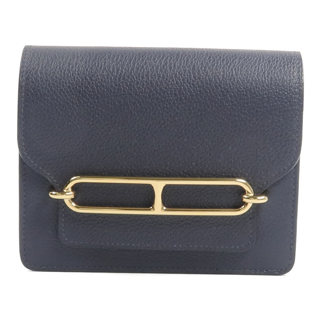 Hermes Roulis Slim bi-fold wallet Evercolor calfskin Bleu Nuit: Hermes Roulis Slim bi-fold wallet Evercolor calfskin Bleu Nuit Hermes Roulis Slim bi-fold wallet in Evercolor leather with a Bleu Nuit and navy colorway. This women's wallet features a flap design wit
