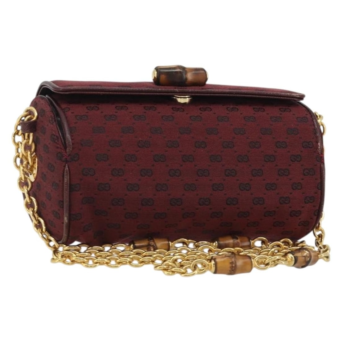 GUCCI Micro GG Canvas Shoulder Bag Red Gold Tone Chain: GUCCI Micro GG Canvas Shoulder Bag Red Gold Tone Chain GUCCI shoulder bag in Micro Small GG Canvas with a red and gold color combination. Made in Italy, it features a shoulder strap with a 20.5 inch (
