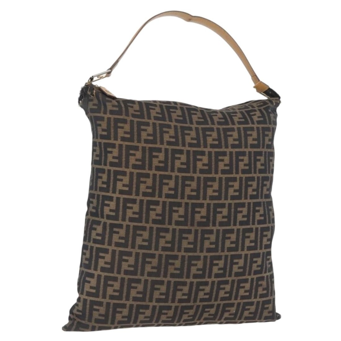 FENDI black brown Zucca canvas shoulder bag 170743: FENDI black brown Zucca canvas shoulder bag 170743 Authentic FENDI shoulder bag in black and brown Zucca canvas, made in Italy. This women's bag is offered without the original item box or dust bag; o