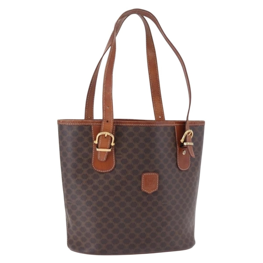 Celine Vintage Macadam Brown Canvas Handbag: Celine Vintage Macadam Brown Canvas Handbag Vintage Celine Macadam canvas item in brown with leather trim. Made in Italy, this piece shows overall good pre-owned condition with visible signs of use, i