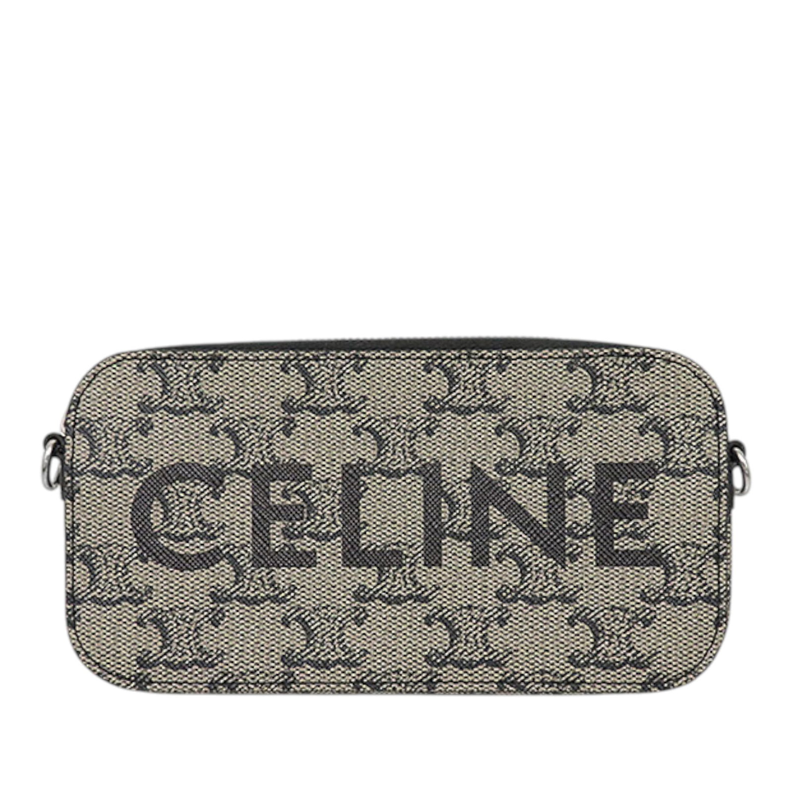 Celine Triomphe coated canvas crossbody pouch with leather strap (1 of 8)
