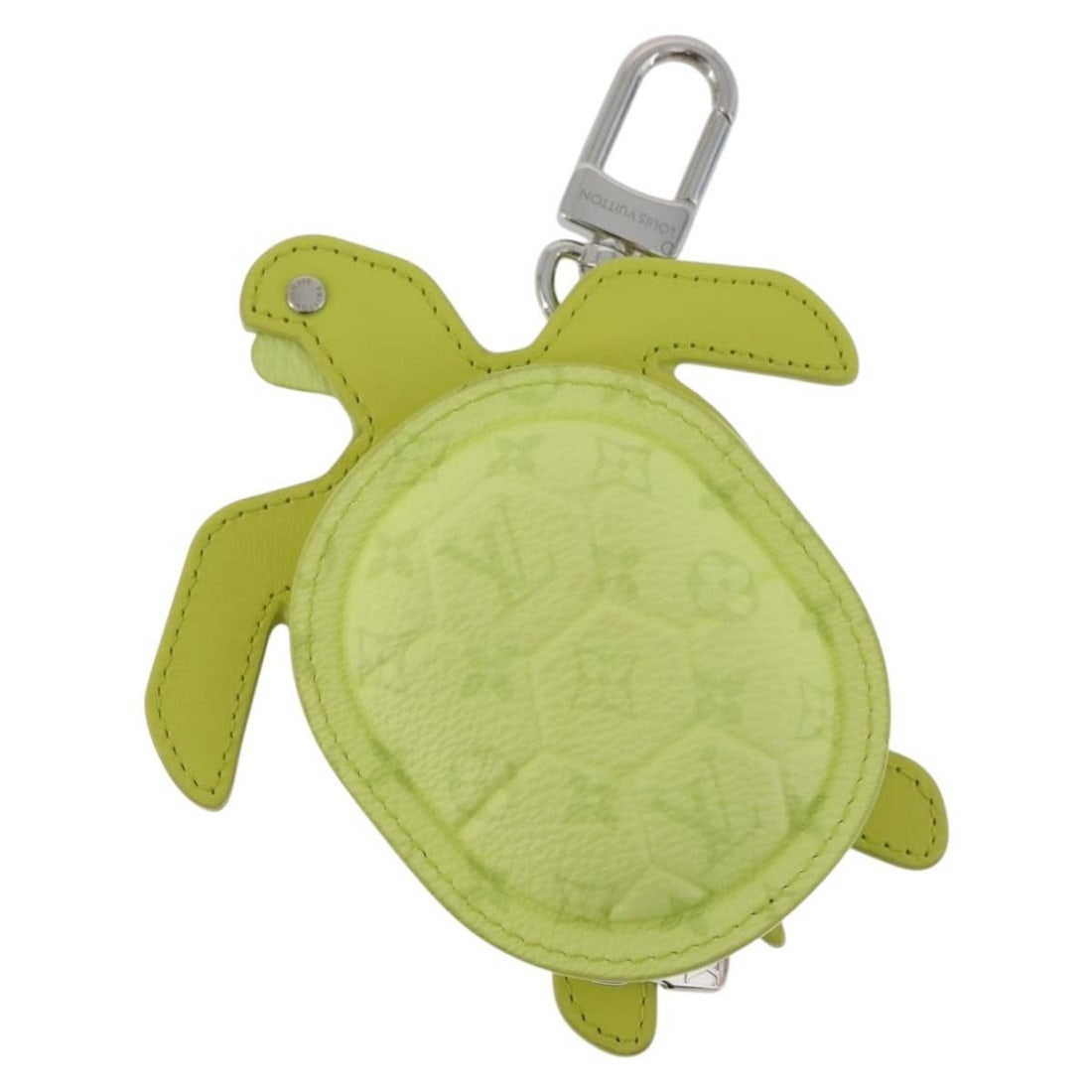Louis Vuitton M02526 Turtle Leather Bag Charm Yellow with Box Dust Bag: Louis Vuitton M02526 Turtle Leather Bag Charm Yellow with Box Dust Bag Louis Vuitton turtle bag charm in yellow leather, made in Italy. It comes with a dust bag and item box. The charm measures approx