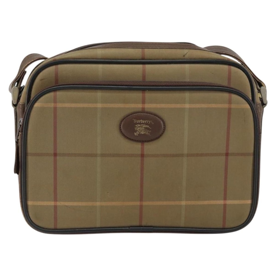 Burberry Nova Check Beige Canvas Shoulder Bag: Burberry Nova Check Beige Canvas Shoulder Bag This pre-owned Burberry Nova Check shoulder bag for women features a beige canvas body with a classic check pattern. It includes leather elements and meta