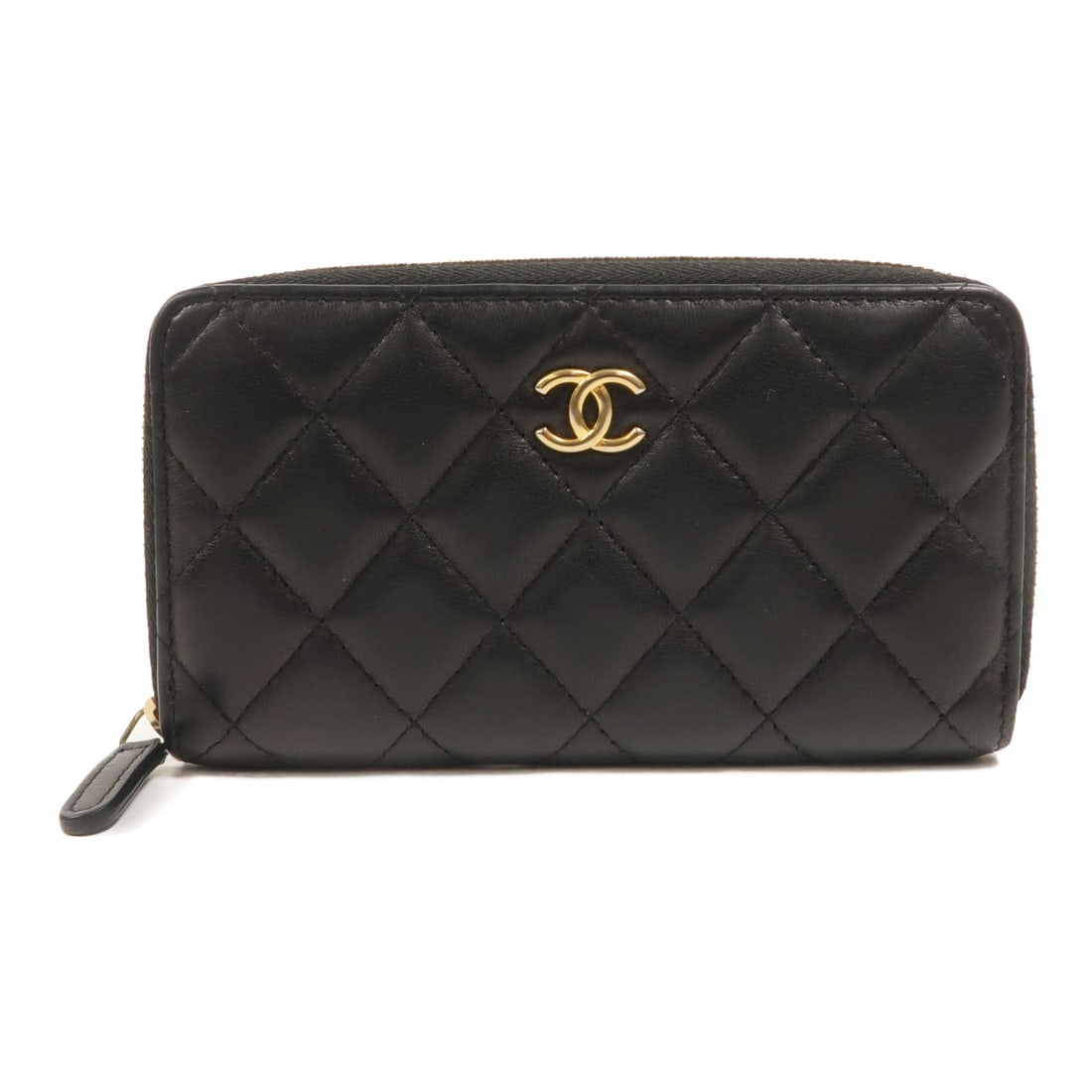 CHANEL CC Around Long Wallet Black Lambskin Leather GHW: CHANEL CC Around Long Wallet Black Lambskin Leather GHW Chanel zip-around long wallet in black lambskin leather with CC design and gold-tone hardware. This women's wallet features a zip closure and an