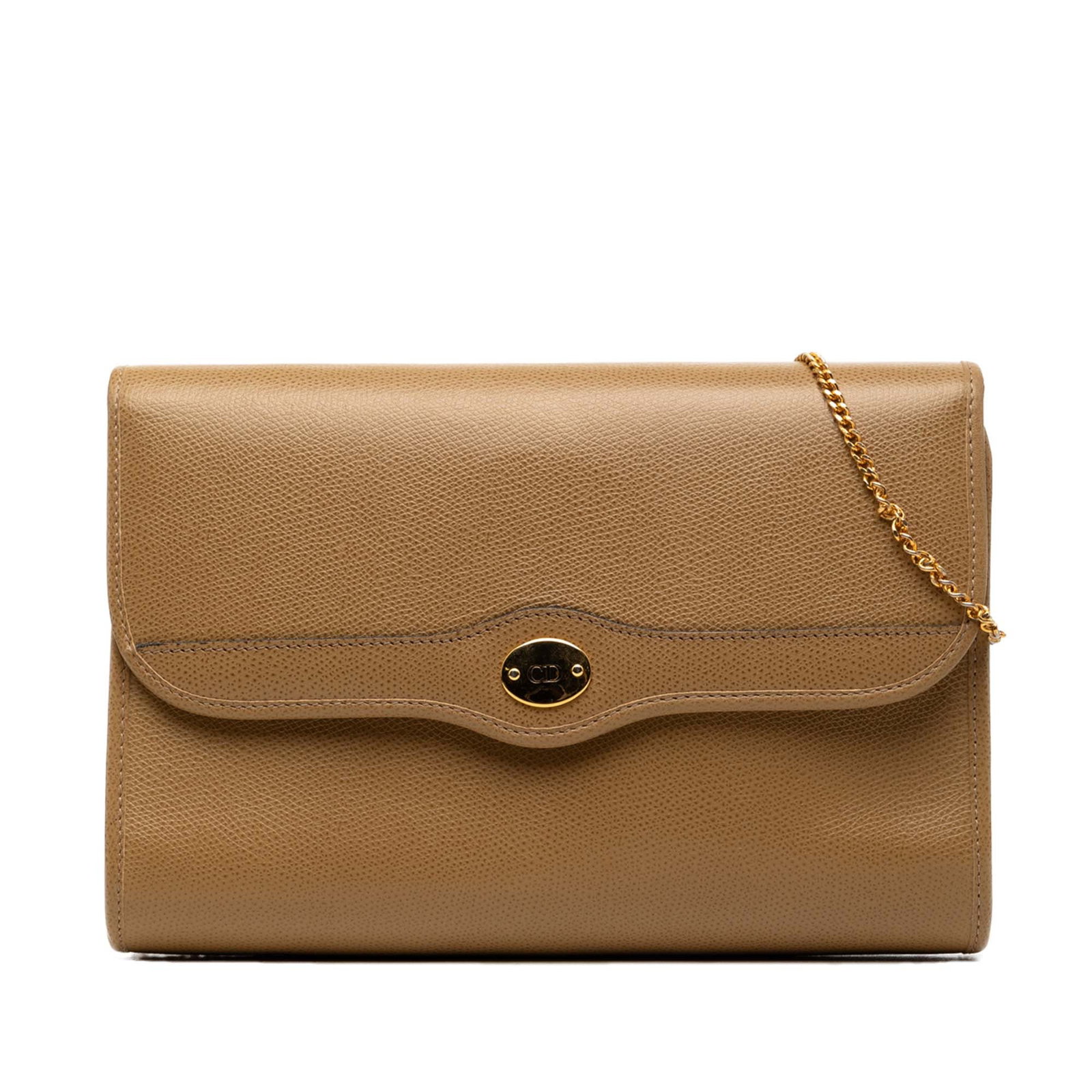 Dior Leather Chain Crossbody Bag Brown Flap Shoulder Purse: Dior Leather Chain Crossbody Bag Brown Flap Shoulder Purse Dior leather crossbody bag with a structured flap-front design and chain shoulder strap. The bag features a snap button closure and interior 