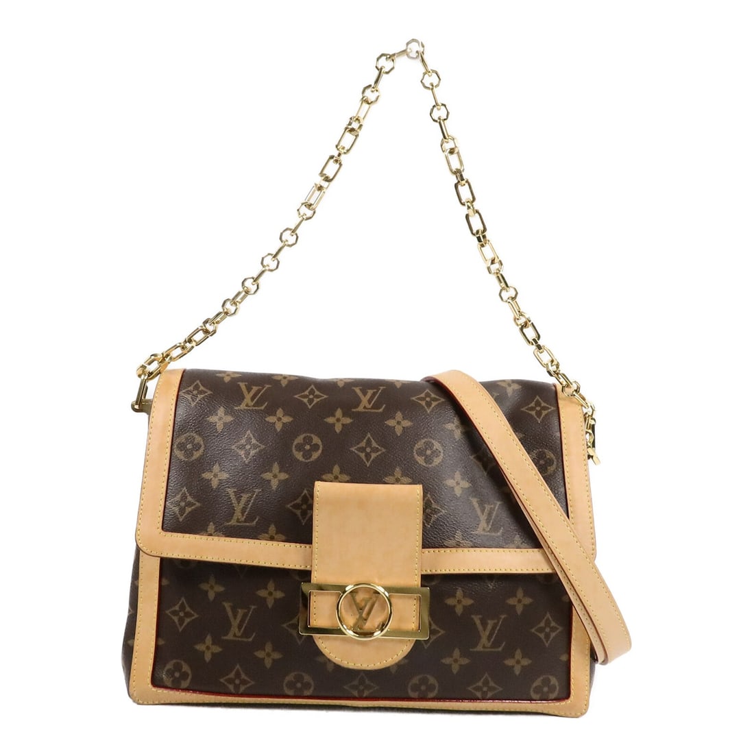 Louis Vuitton Dauphine Soft GM M47149 Monogram 2way Shoulder Bag: Louis Vuitton Dauphine Soft GM M47149 Monogram 2way Shoulder Bag Louis Vuitton Dauphine Soft GM 2-way shoulder bag in brown Monogram PVC coated canvas. This women's bag features a flap design, an adju
