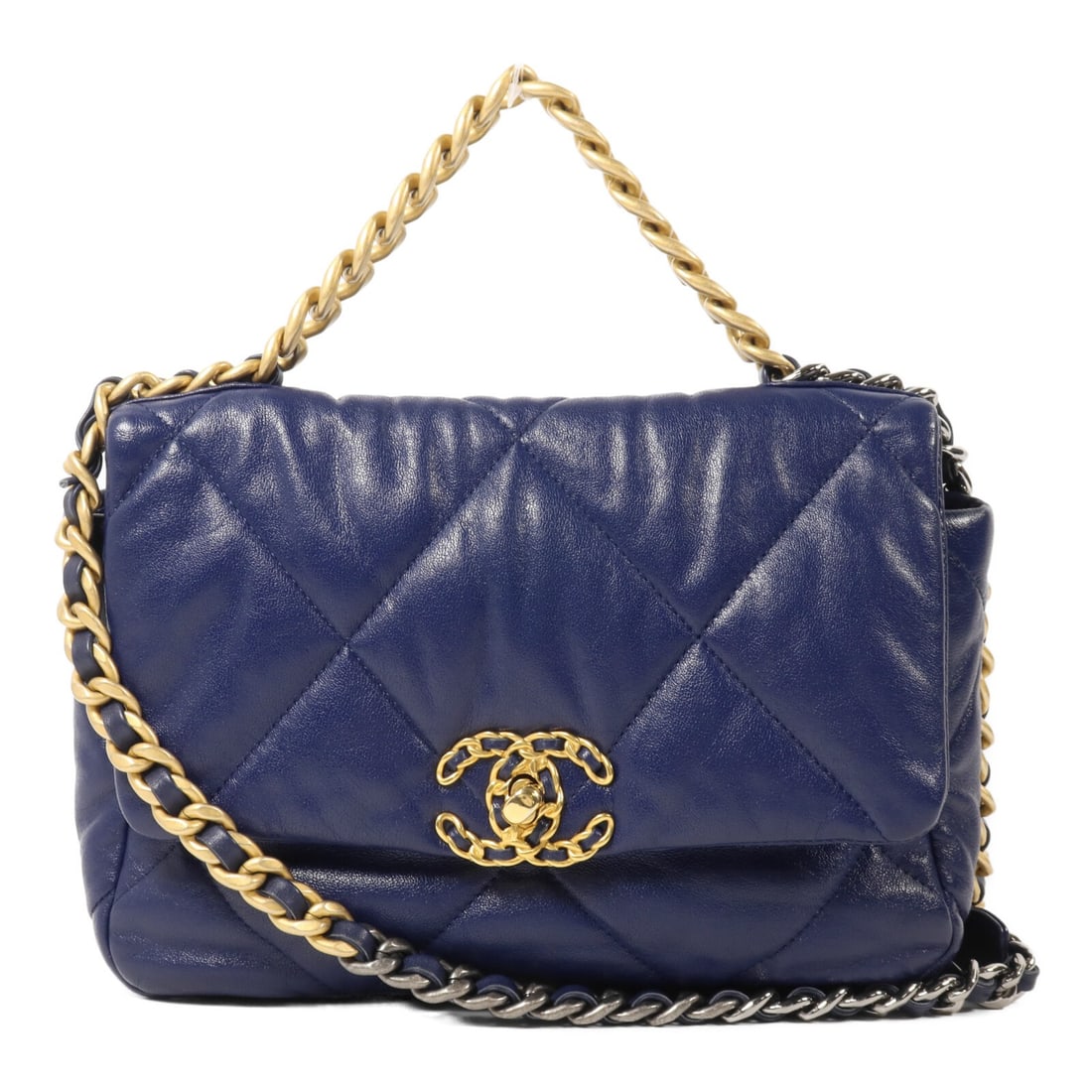 CHANEL AS1160 C19 Small CC 2 Way Shoulder Bag Navy Calfskin: CHANEL AS1160 C19 Small CC 2 Way Shoulder Bag Navy Calfskin A CHANEL CC C19 Small 2 Way Shoulder Bag in navy calfskin (cowhide) leather, model AS1160. This women's regular-size bag is made in Italy an