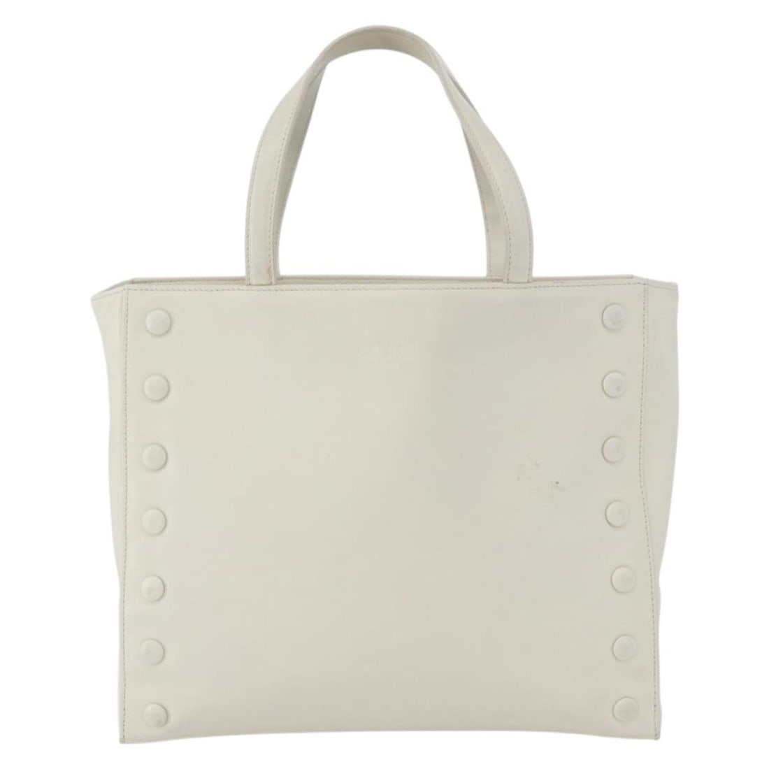 White Leather Celine Women's Bag 28cm Italian Made: White Leather Celine Women's Bag 28cm Italian Made This Celine handbag is crafted from white leather and designed for women. Made in Italy, it features a spacious interior and classic silhouette. The 