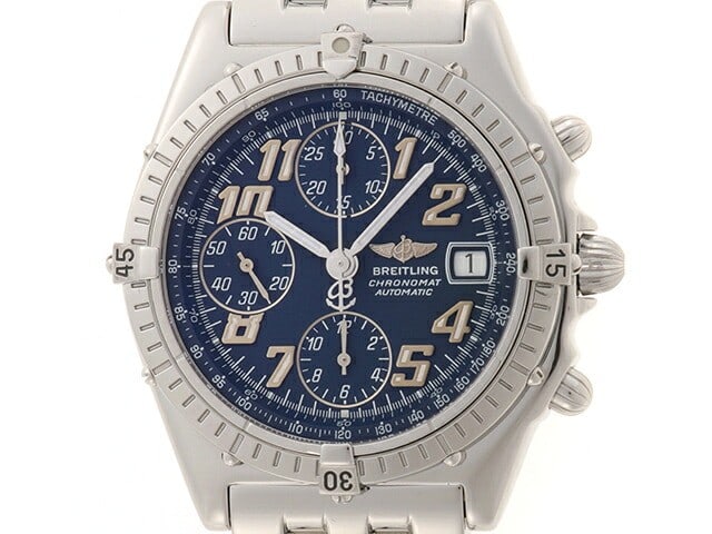 Breitling Chronomat A13050.1 mens stainless steel watch blue dial (1 of 9)