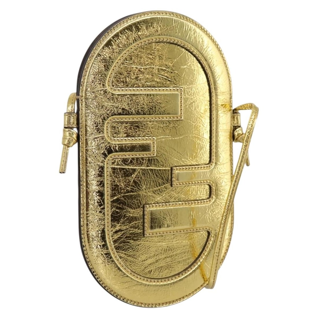 Fendi Olock leather shoulder phone pouch in gold 196474A: Fendi Olock leather shoulder phone pouch in gold 196474A Fendi Olock phone holder shoulder pouch in gold leather. This women's shoulder bag is made in Italy and includes only the item shown; the origi