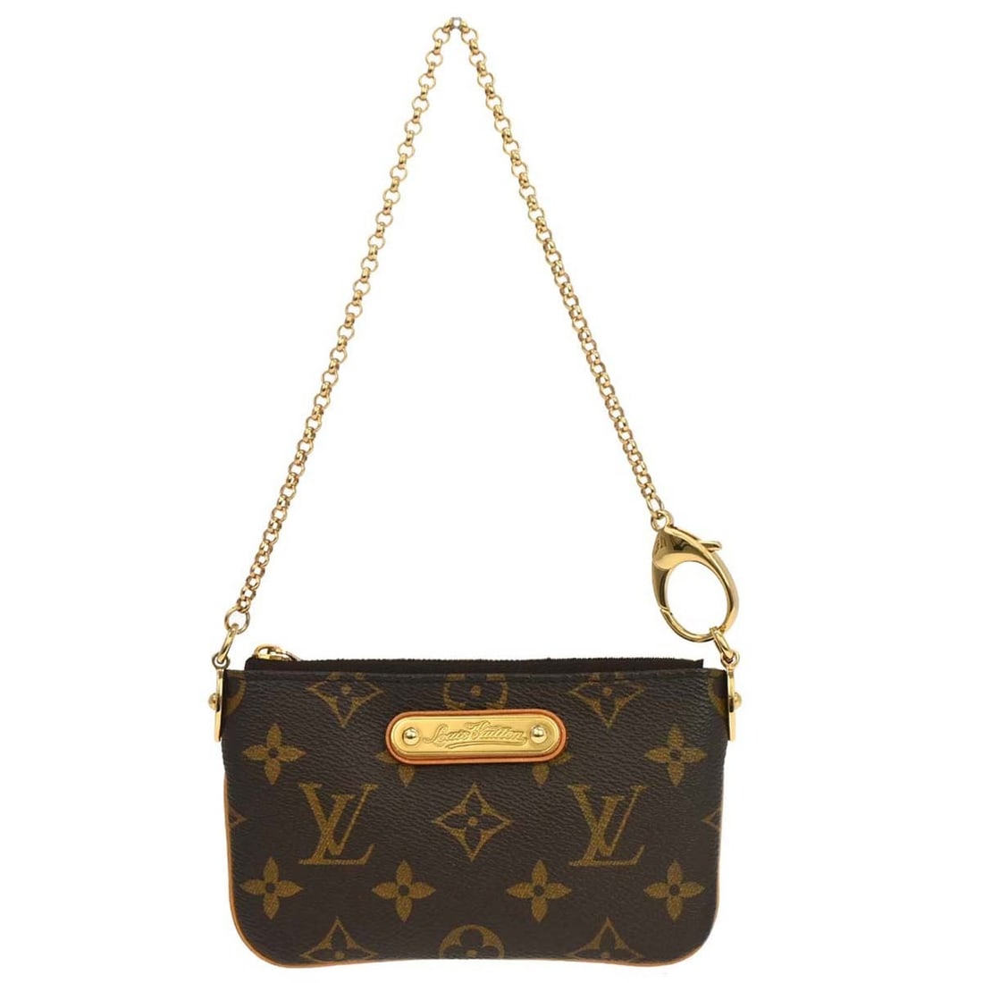 Louis Vuitton Pochette Milla PM Monogram Canvas Zip Hand Bag: Louis Vuitton Pochette Milla PM Monogram Canvas Zip Hand Bag Louis Vuitton Pochette Milla PM handbag in brown Monogram canvas with leather trim and a zip closure. This small women's handbag features l