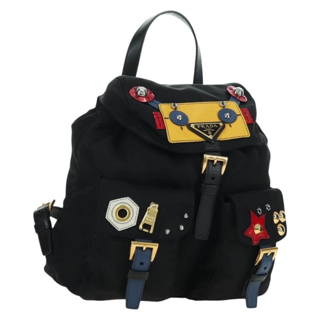 Prada Robot Nylon Backpack Black Silver with Dust Bag: Prada Robot Nylon Backpack Black Silver with Dust Bag Prada Robot Backpack in black and silver nylon, made in Italy. This backpack comes with a dust bag and is presented in very good AB condition. The