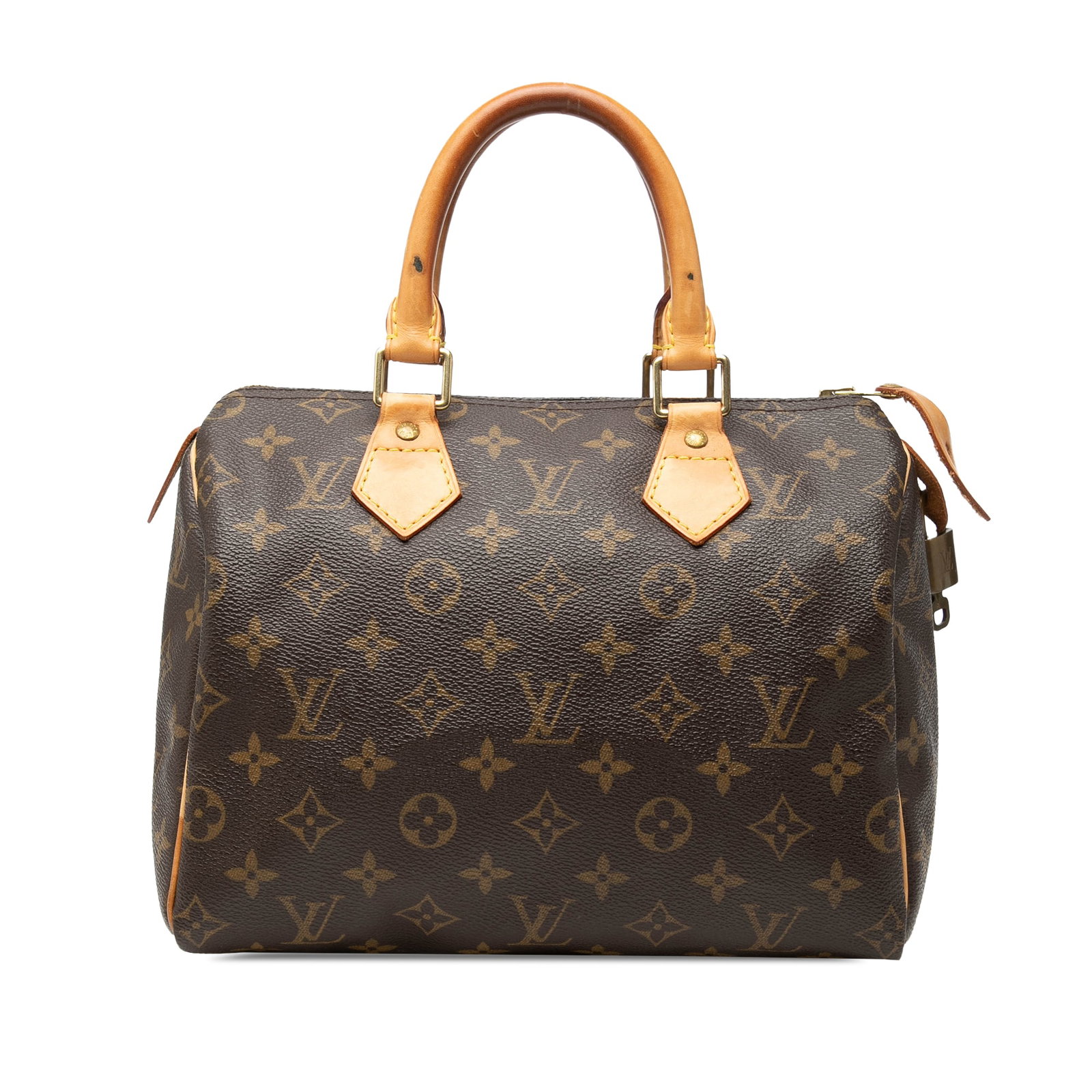 Louis Vuitton Speedy 25 Monogram Canvas Handbag: Louis Vuitton Speedy 25 Monogram Canvas Handbag Louis Vuitton Monogram Speedy 25 handbag with a monogram canvas body, rolled leather handles, top zip closure, and an interior slip pocket. Includes dus