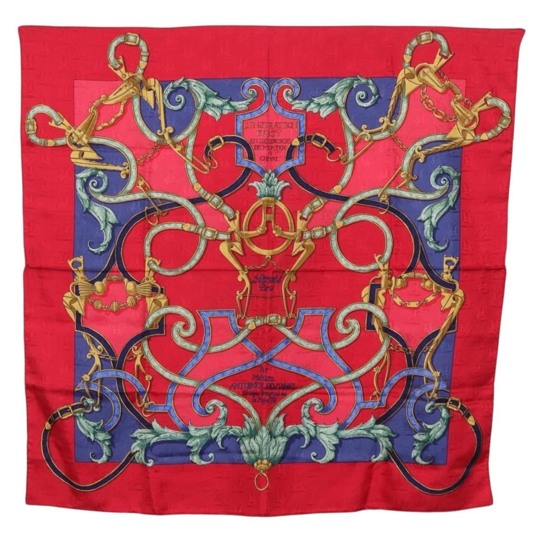 Hermes Carre 90 Silk Scarf Red France 90cm: Hermes Carre 90 Silk Scarf Red France 90cm Hermes Carre 90 silk scarf in red, made in France. This women's scarf features the front inscription "L'INSTRVCTION DV ROY EN L'EXERCICE DE MONTER A CHEVAL."