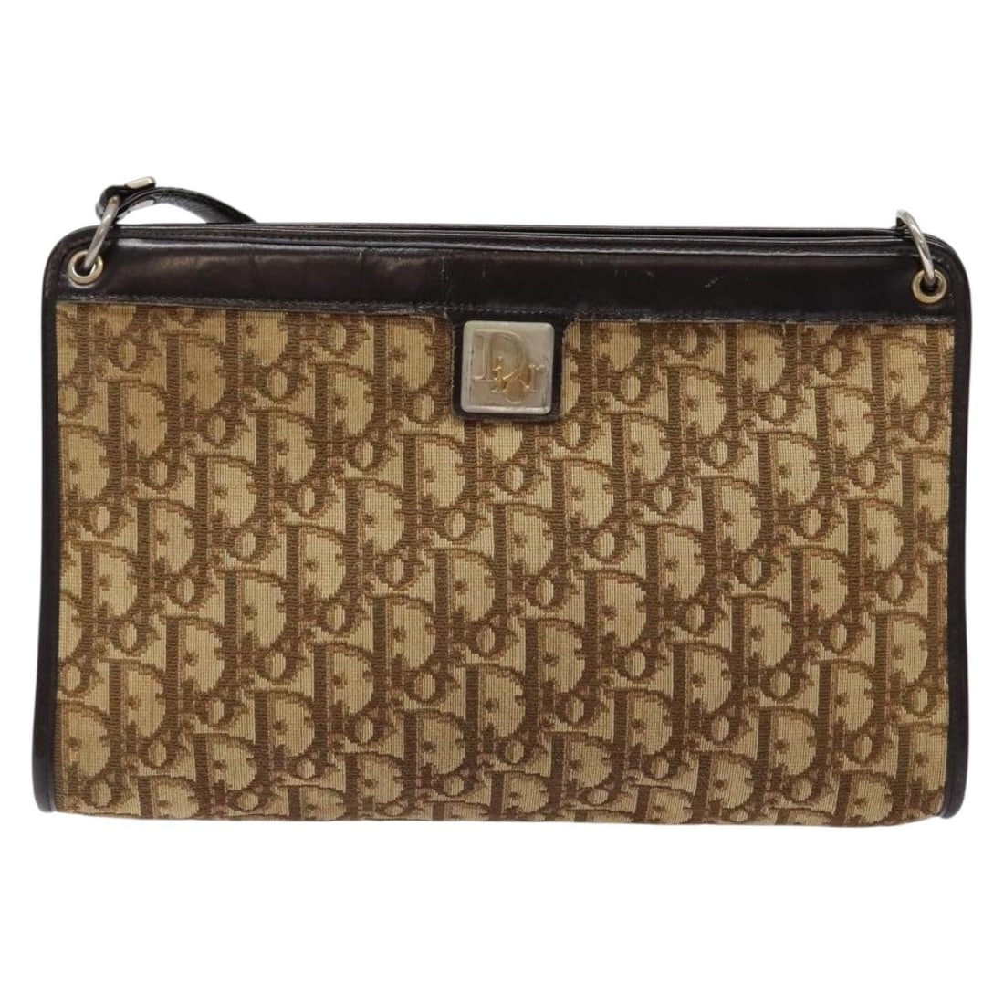 Christian Dior Vintage Trotter Brown Canvas Shoulder Bag: Christian Dior Vintage Trotter Brown Canvas Shoulder Bag Christian Dior Vintage Trotter shoulder bag crafted from brown canvas, designed for female use. This bag features metal fittings and a shoulder