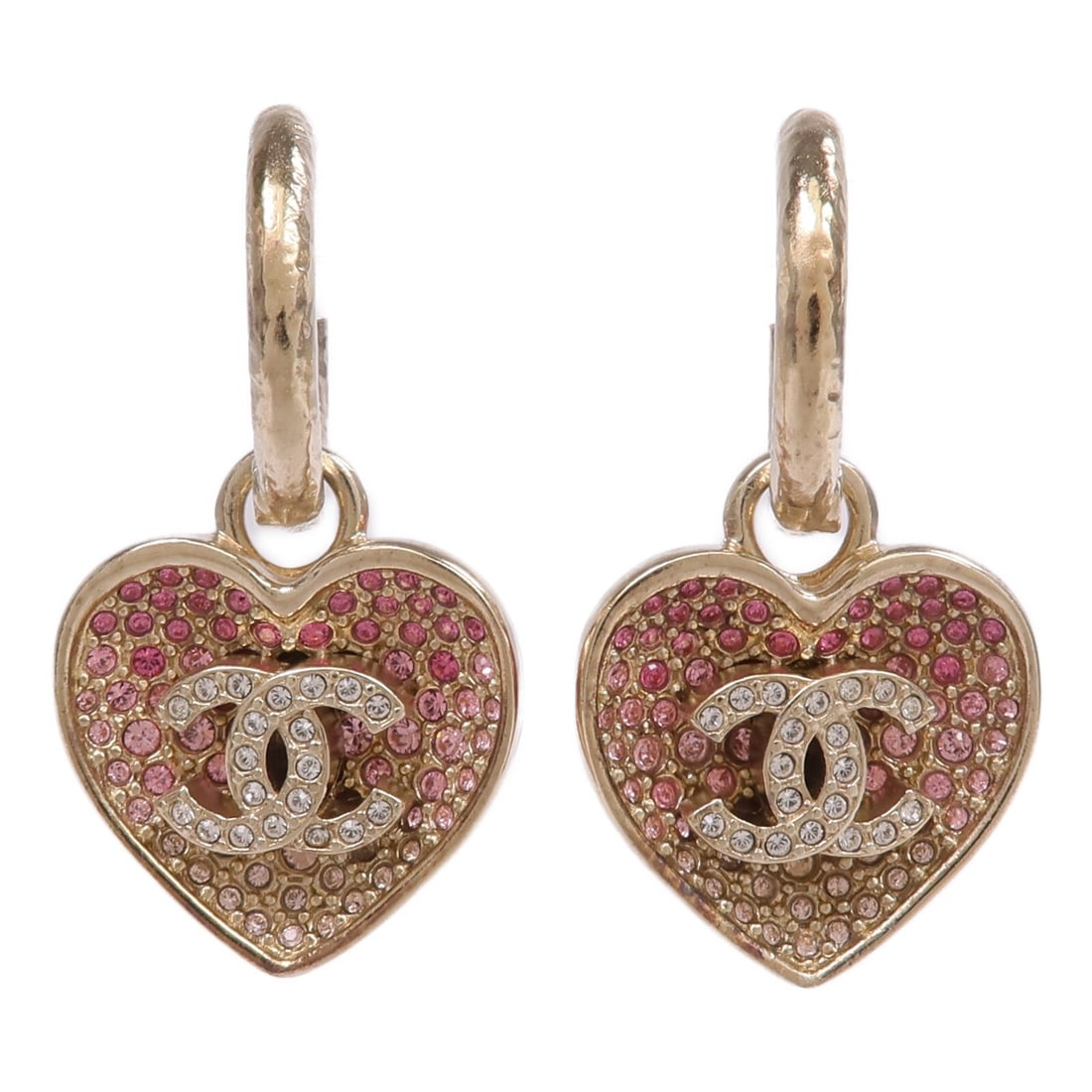 CHANEL ABA404 CC Pierced Earrings Pink and Gold Tone Metal (1 of 8)