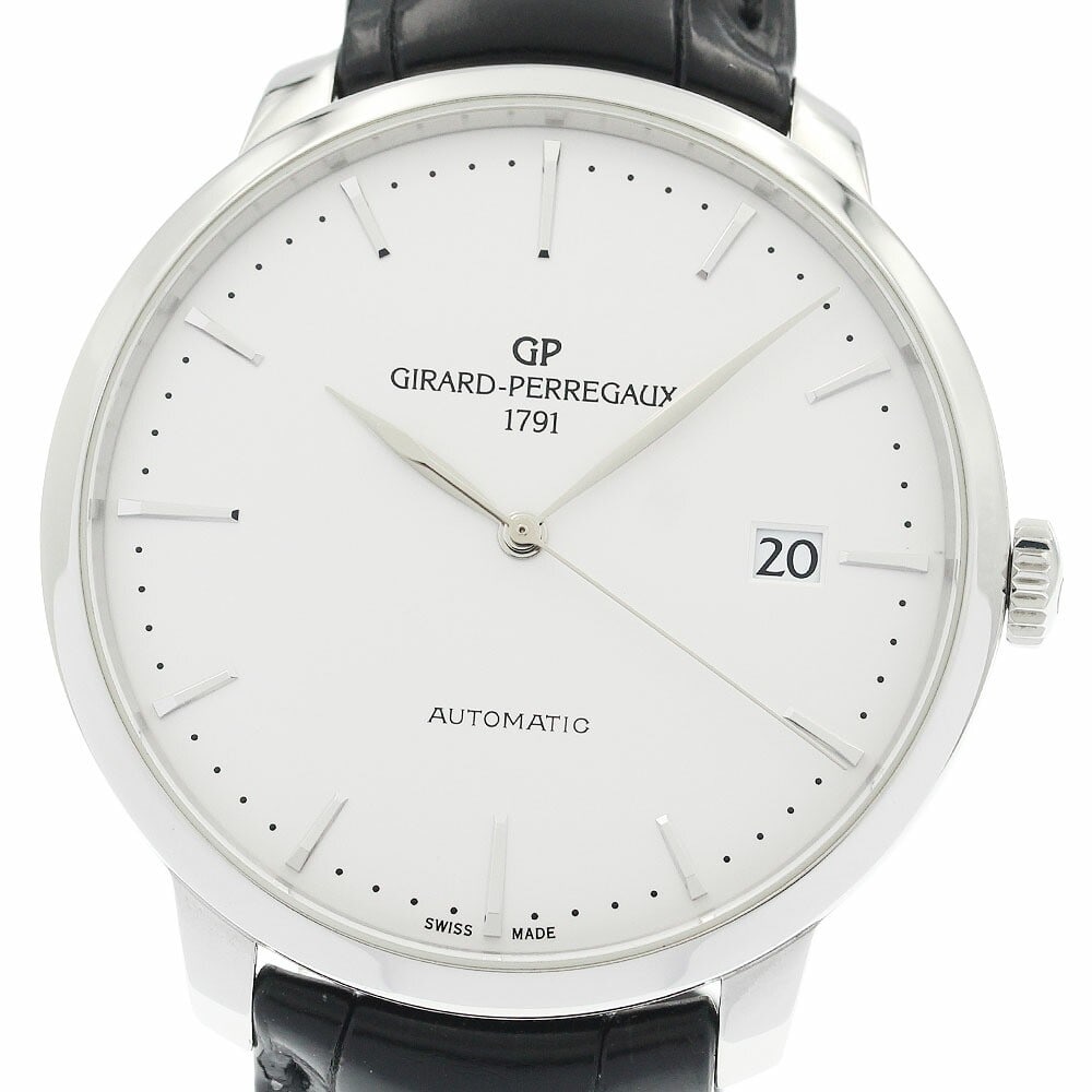 Girard Perregaux 1966 Automatic Date Men's Stainless Steel Watch: Girard Perregaux 1966 Automatic Date Men's Stainless Steel Watch This Girard Perregaux 1966 Date men's wristwatch features a stainless steel case paired with a leather strap and a silver dial. The aut