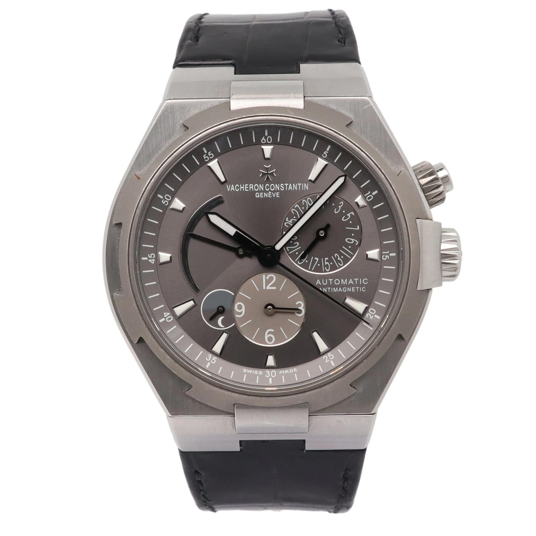 Vacheron Constantin Overseas Dual Time Steel Watch Gray Dial 47450/000W-9511: Vacheron Constantin Overseas Dual Time Steel Watch Gray Dial 47450/000W-9511 Discover the elegance of the Vacheron Constantin Overseas Dual Time, a luxury wristwatch designed for the discerning gentle