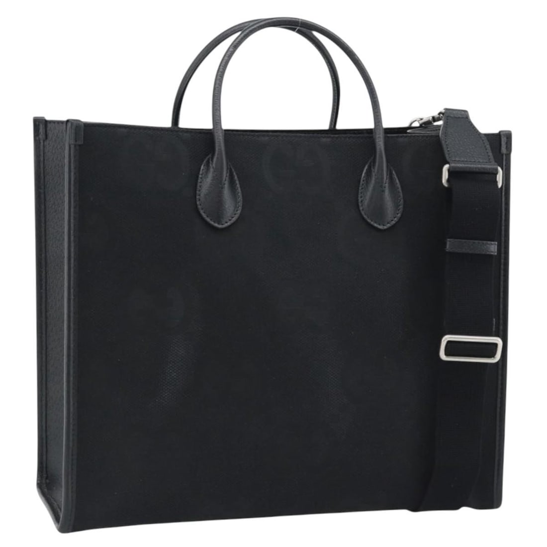 GUCCI 678839 Jumbo GG Canvas 2 Way Handbag Black Silver: GUCCI 678839 Jumbo GG Canvas 2 Way Handbag Black Silver A Gucci Jumbo GG Canvas hand bag in black and silver, made in Italy. It comes with a shoulder strap and dust bag, and features a 2-way design. T