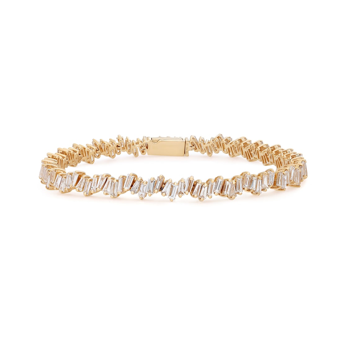 Rachel Koen 18K Yellow Gold Tennis Bracelet 4.48CT G-H Baguette Diamonds: Rachel Koen 18K Yellow Gold Tennis Bracelet 4.48CT G-H Baguette Diamonds This stunning Rachel Koen Tennis Bracelet showcases a classic design crafted from luxurious 18K yellow gold. Featuring a total 