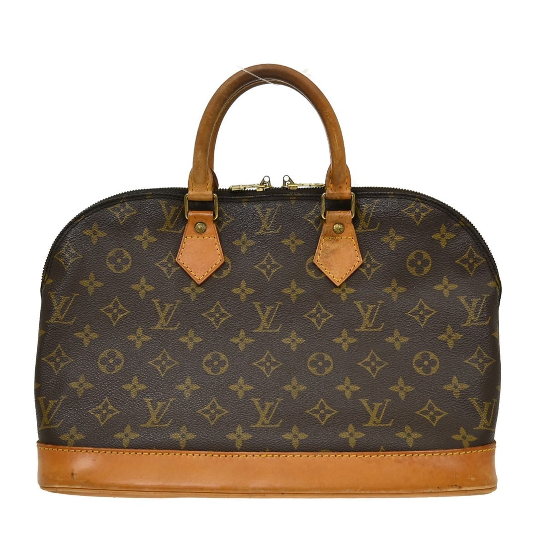 Louis Vuitton Alma M51130 Monogram Canvas Top Handle Bag: Louis Vuitton Alma M51130 Monogram Canvas Top Handle Bag Vintage Louis Vuitton Alma handbag in brown Monogram canvas with leather trim and double handles. This zip-top handbag features a canvas lining