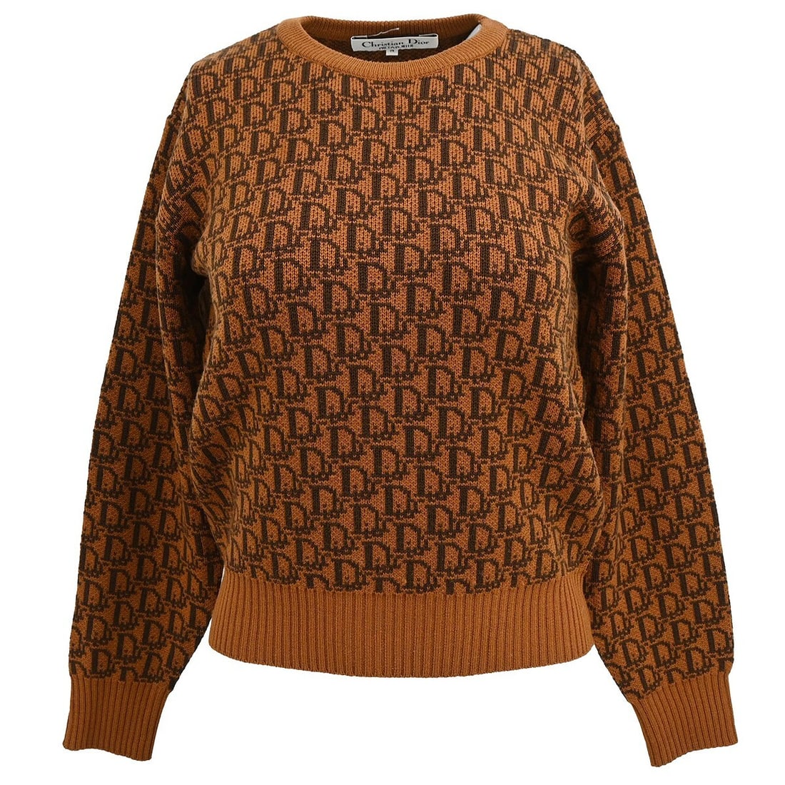 Dior Trotter Brown Wool Long Sleeve Sweater Womens M (1 of 10)