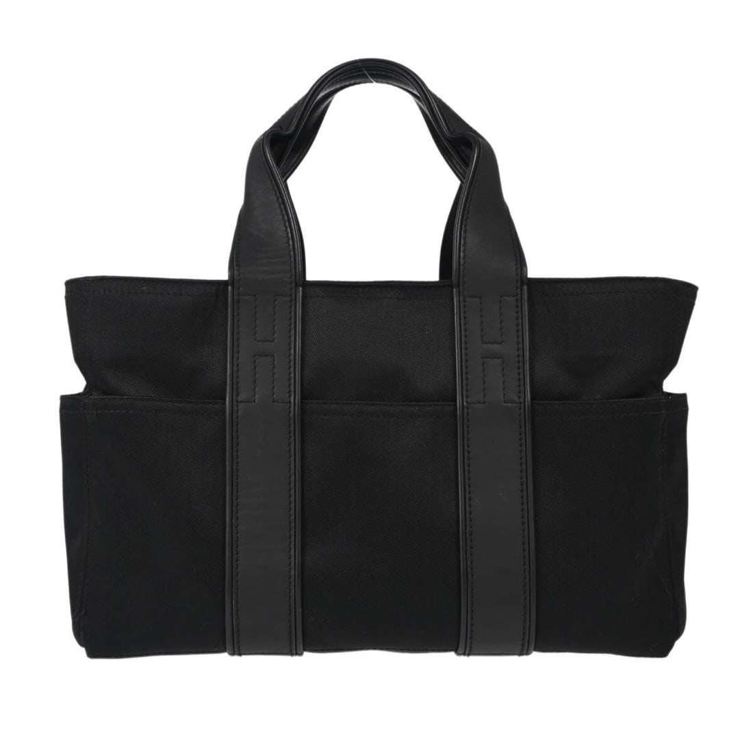 HERMES Acapulco PM Black Toile Chevron Zip Tote Bag: HERMES Acapulco PM Black Toile Chevron Zip Tote Bag Hermes Acapulco PM tote handbag in black Toile Chevron with leather trim. This medium tote features double handles, a zip closure, black lining, and