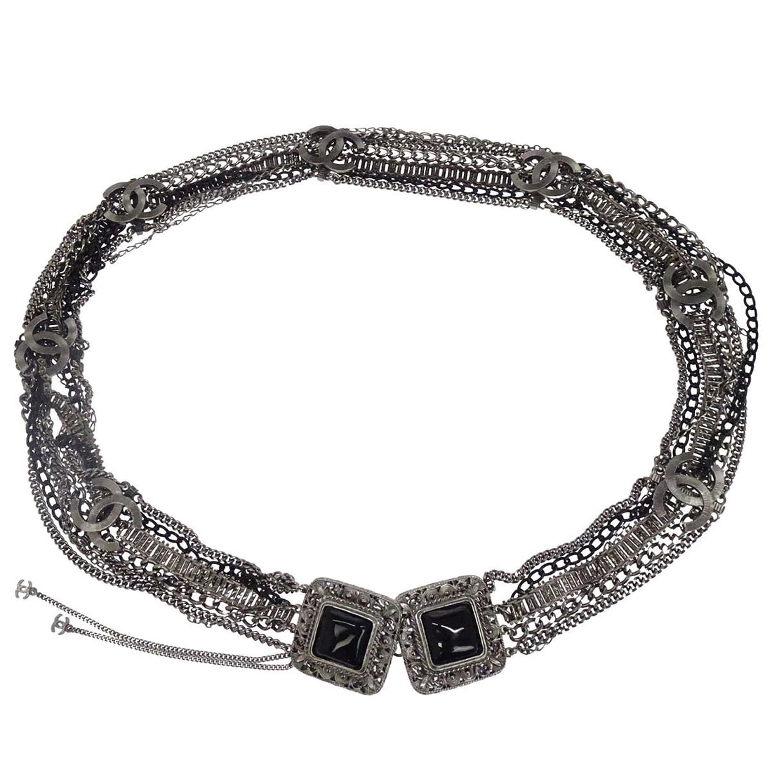 CHANEL Gripoix Silver Plated Chain Belt 09P Women (1 of 4)