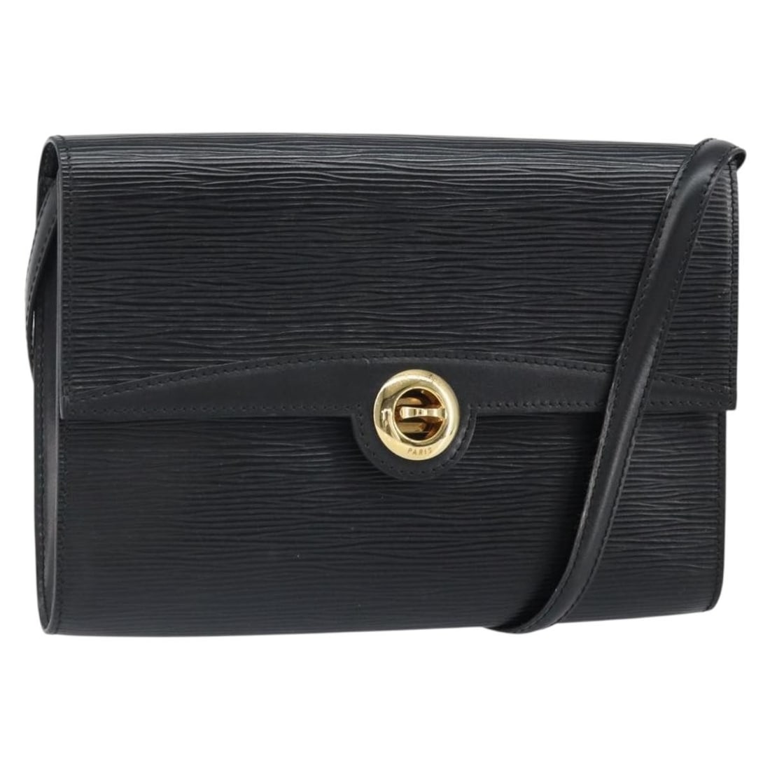 Black Epi Leather Pochette Arche Shoulder Bag by Louis Vuitton M52572: Black Epi Leather Pochette Arche Shoulder Bag by Louis Vuitton M52572 This Louis Vuitton Epi Pochette Arche shoulder bag features black Epi leather with a structured silhouette. The bag includes a sho