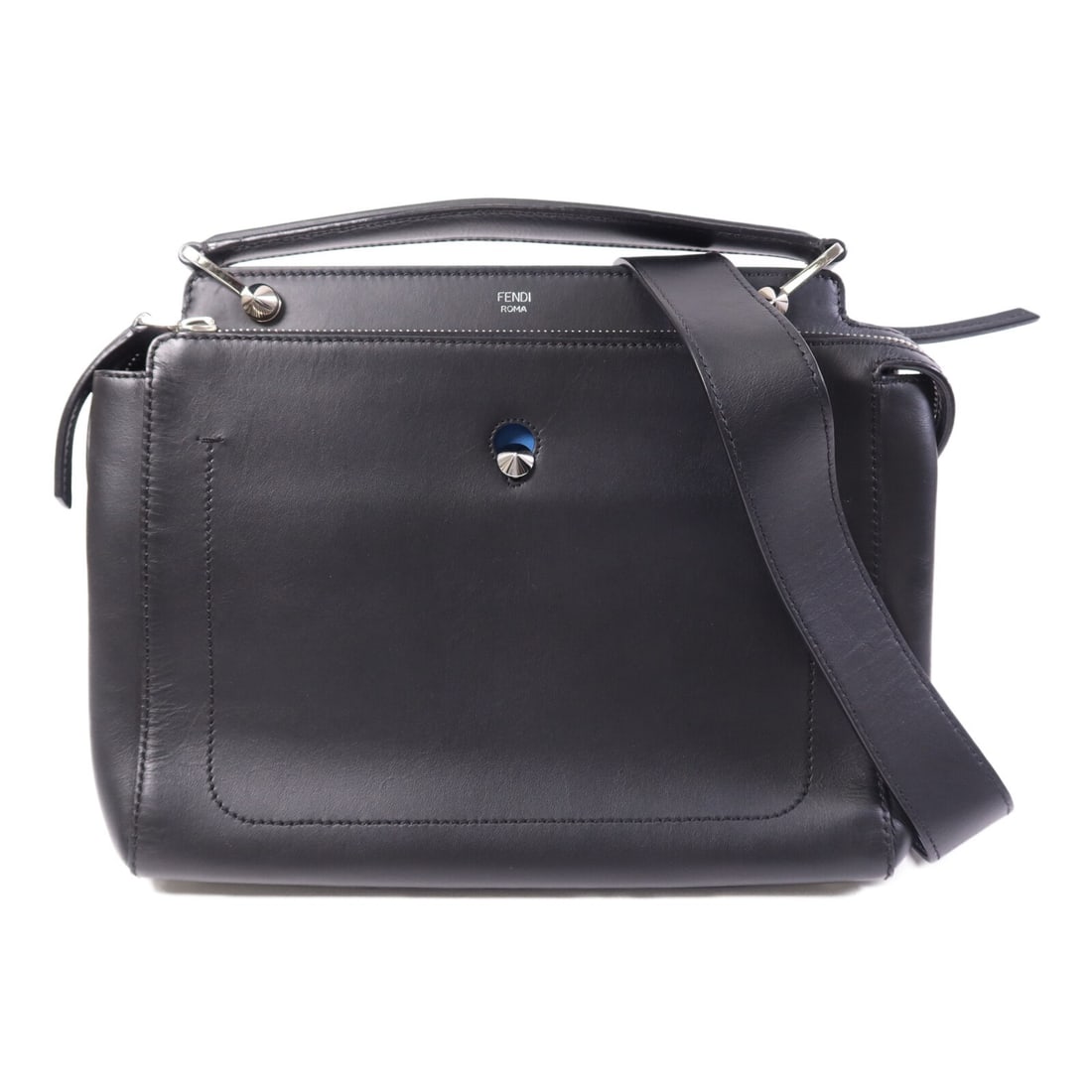 FENDI Dotcom 8BN298 Black Calfskin 2 Way Shoulder Bag: FENDI Dotcom 8BN298 Black Calfskin 2 Way Shoulder Bag Fendi Dotcom 2-way shoulder bag in black calfskin leather. This women's bag features a top handle and a detachable shoulder strap for versatile ca