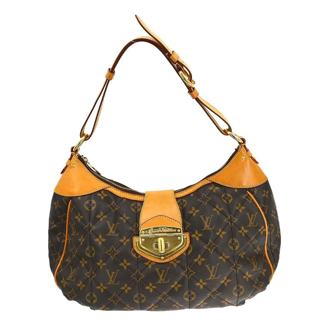 Louis Vuitton Etoile GM Monogram Canvas Tote Handbag M41453: Louis Vuitton Etoile GM Monogram Canvas Tote Handbag M41453 Vintage Louis Vuitton Monogram Etoile City GM handbag in brown Monogram canvas with leather trim and double beige handles. This zip-top hand