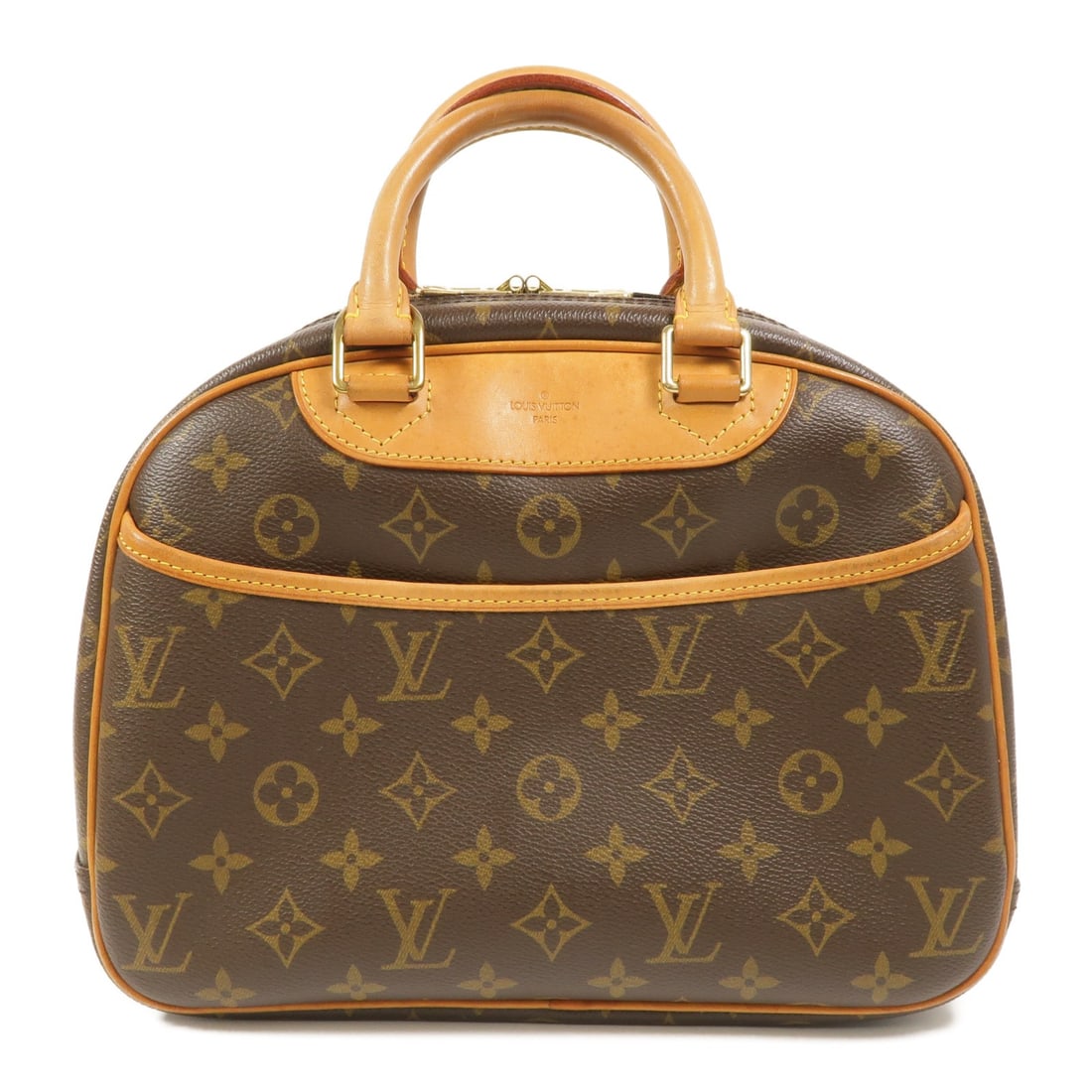 Louis Vuitton Trouville Monogram PVC Coated Canvas Brown Handbag M42228: Louis Vuitton Trouville Monogram PVC Coated Canvas Brown Handbag M42228 Brown Louis Vuitton Trouville handbag in monogram PVC coated canvas. It features a handle drop of 25 cm, a fastener closure, one