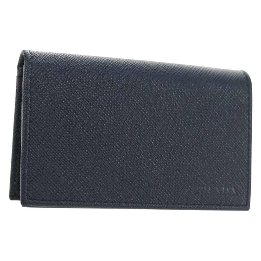 PRADA 2MC122 Saffiano Leather Card Case Navy Silver: PRADA 2MC122 Saffiano Leather Card Case Navy Silver Prada card case in navy Saffiano leather with silver-tone accents. Made in Italy, this compact design includes the original item box and guarantee c