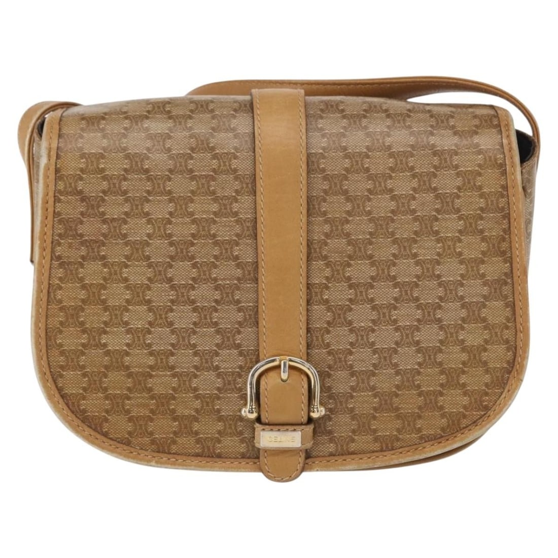 Celine Vintage Macadam Shoulder Bag Beige Canvas Leather: Celine Vintage Macadam Shoulder Bag Beige Canvas Leather Celine Vintage Macadam bag in beige canvas, made in Italy. Designed for women, it measures 21 cm x 16 cm x 5 cm. Condition is fair, with exteri