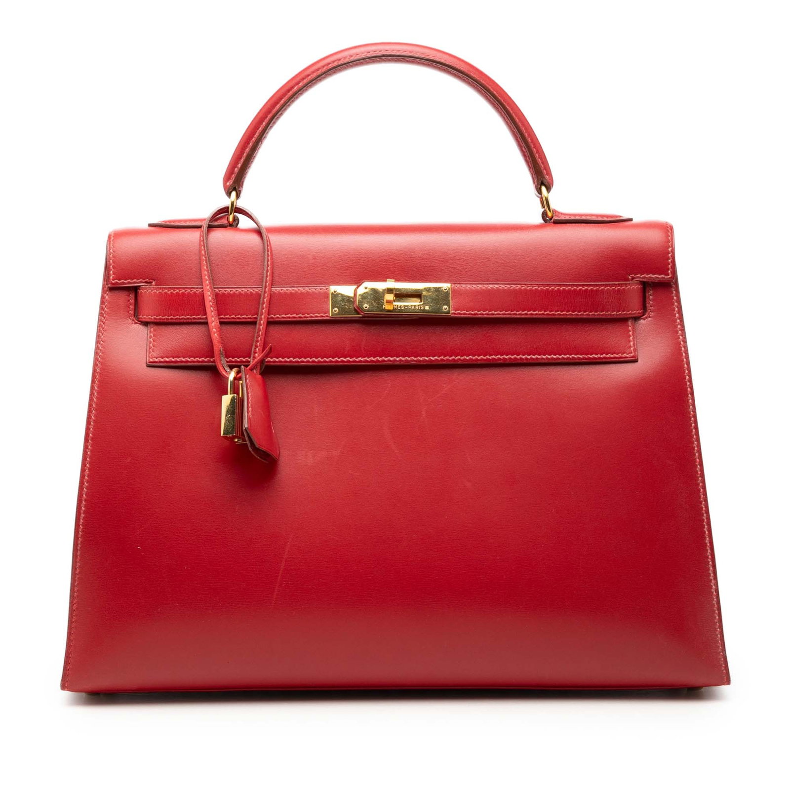 Hermes Kelly Sellier 32 Rouge Vif Box Calf Handbag (1 of 8)
