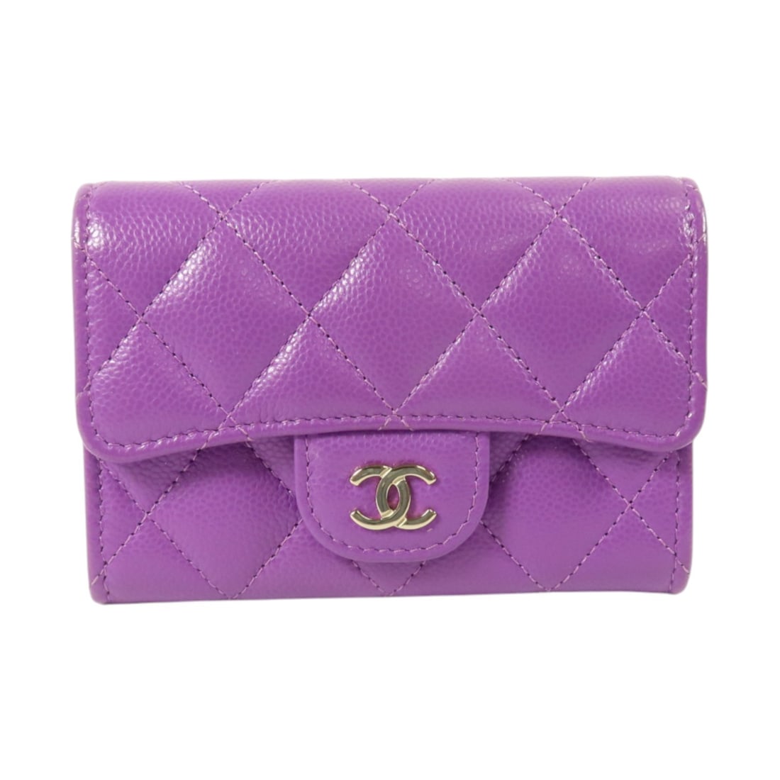 CHANEL AP4096 Classic Flap Purple Calfskin Card and Coin Case (1 of 18)