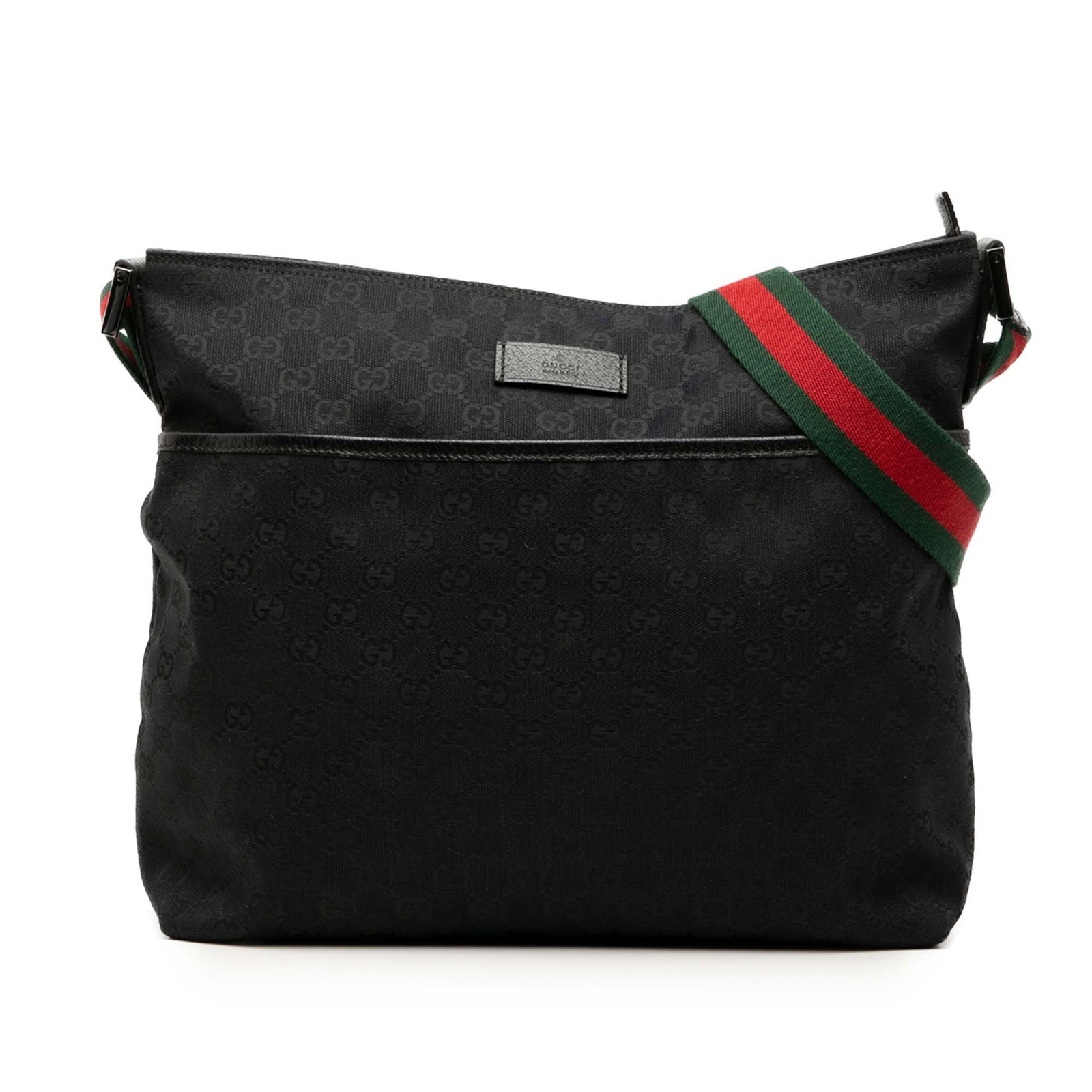 Gucci GG Canvas Web Crossbody Bag Black Fabric Leather Trim (1 of 7)