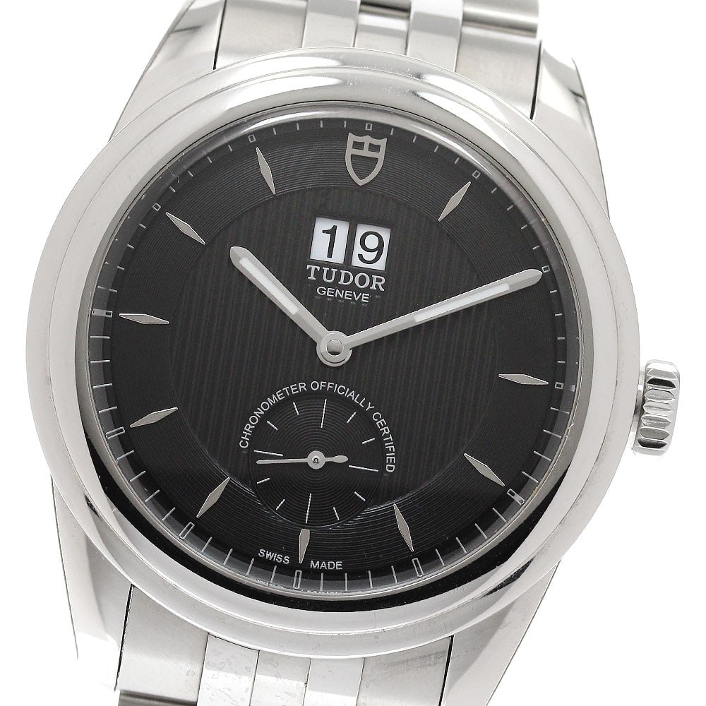 TUDOR Glamour 57100 mens automatic steel wristwatch black dial (1 of 6)