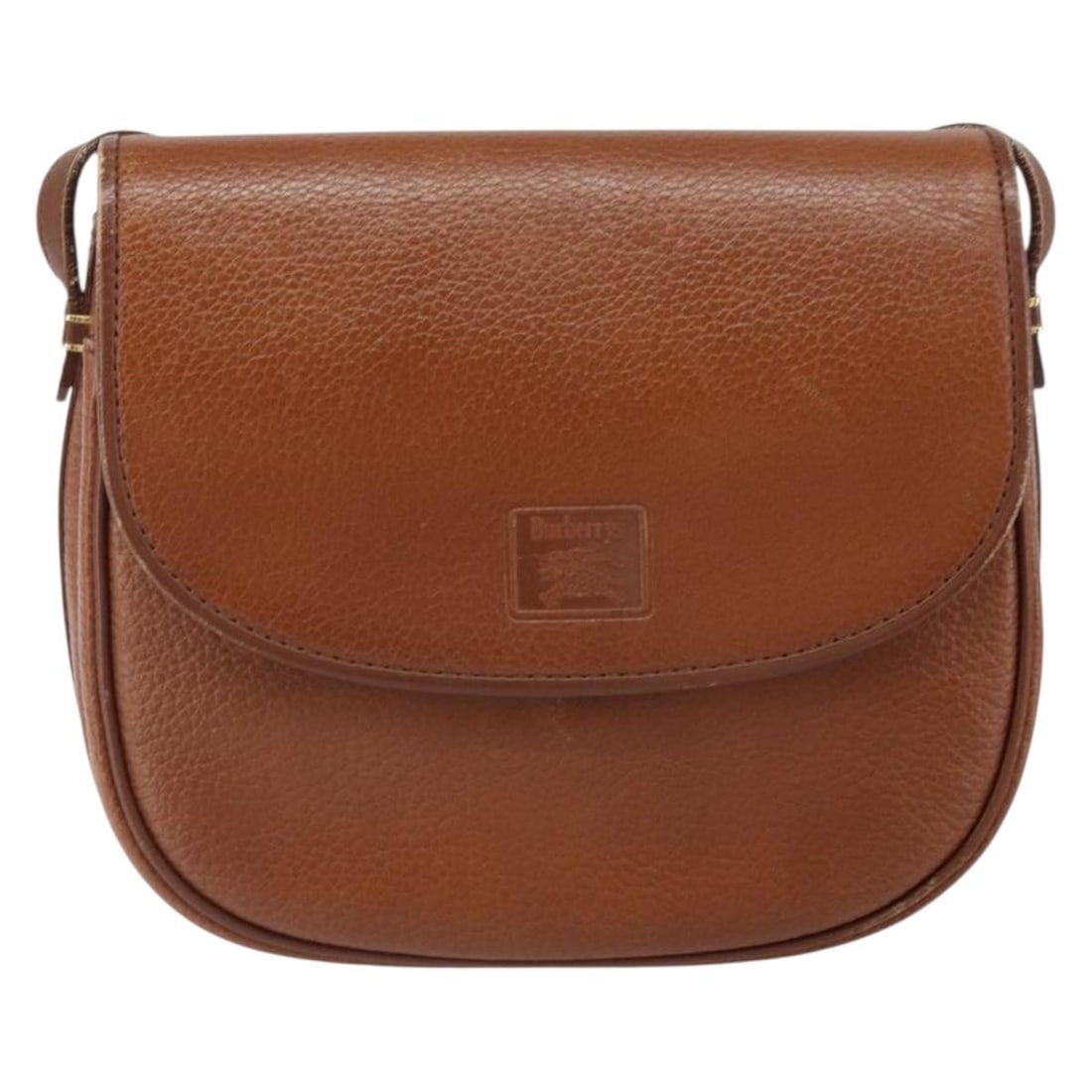 Burberry Vintage Brown Leather Shoulder Bag: Burberry Vintage Brown Leather Shoulder Bag This vintage Burberry shoulder bag for women is crafted from brown leather. It features a structured design with visible wear including surface rubbing, sli