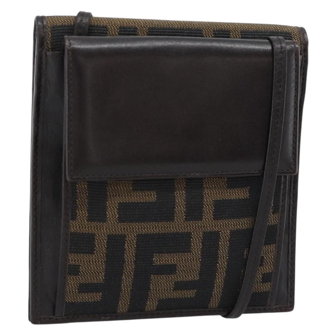 Fendi Zucca Canvas Mini Shoulder Bag Wallet Brown Black Italy: Fendi Zucca Canvas Mini Shoulder Bag Wallet Brown Black Italy Authentic FENDI shoulder bag in brown and black Zucca canvas. Compact in size, this piece features a long shoulder strap and an interior w