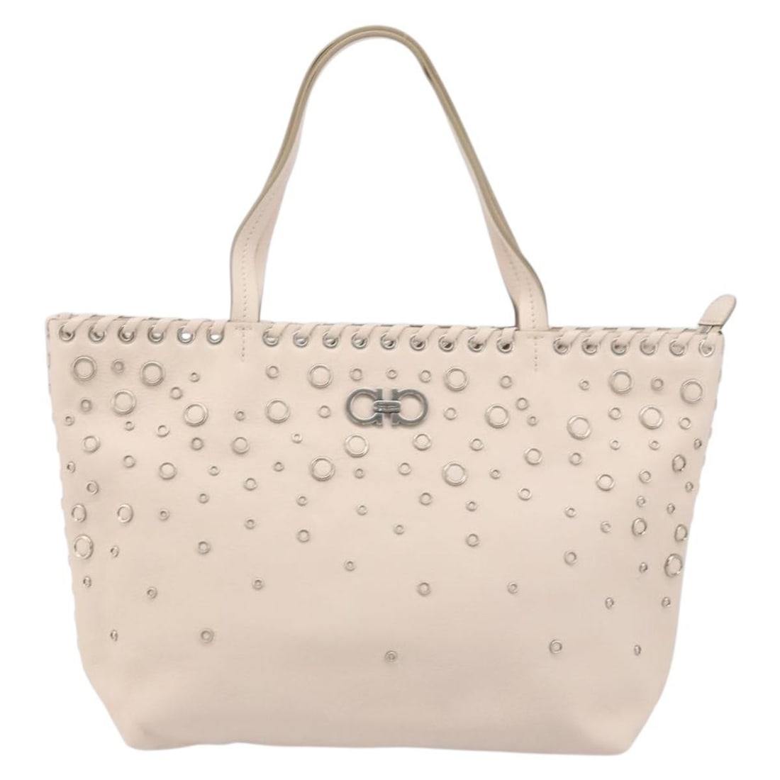 Salvatore Ferragamo Gancini pink leather handbag: Salvatore Ferragamo Gancini pink leather handbag Salvatore Ferragamo Gancini leather bag in pink. This vintage piece shows honest wear consistent with very good vintage condition, including light wear