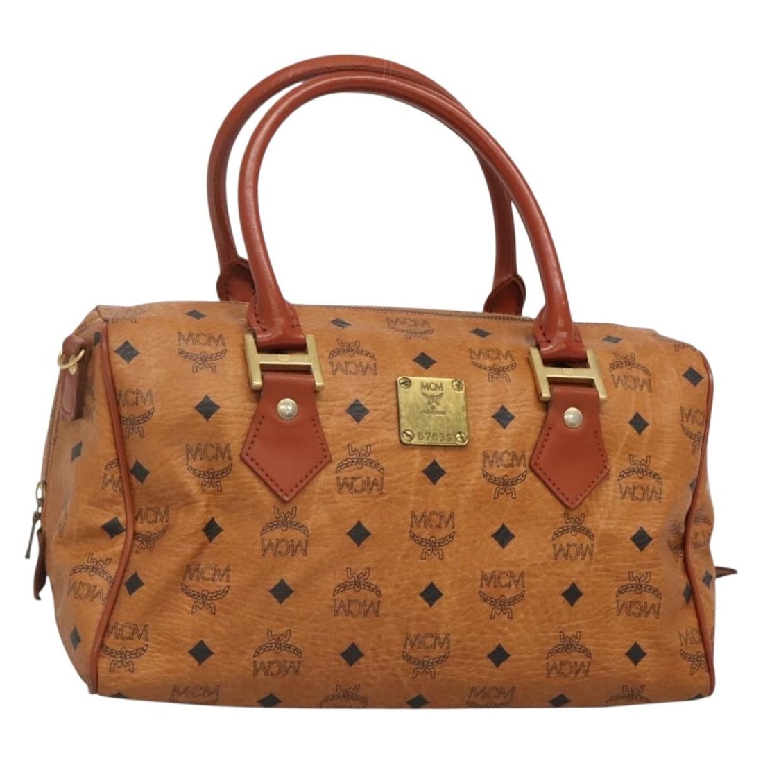 MCM Visetos Brown PVC Handbag with Leather Accents (1 of 18)
