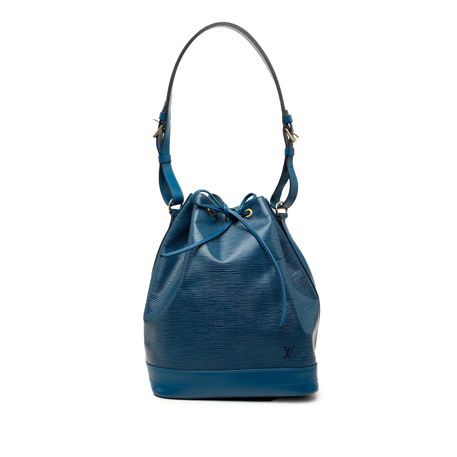 Louis Vuitton Noe GM Blue Epi Leather Shoulder Bag: Louis Vuitton Noe GM Blue Epi Leather Shoulder Bag Louis Vuitton Epi Noe GM shoulder bag crafted in blue Epi leather with an adjustable flat shoulder strap and drawstring closure. Made in France. Cond