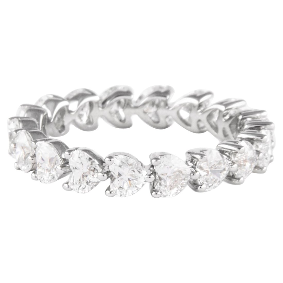 2.53ct Heart Diamond Eternity Band 18k White Gold: 2.53ct Heart Diamond Eternity Band 18k White Gold This exquisite eternity band features 18 heart-shaped brilliant diamonds totaling 2.53 carats, showcasing D/E color and VVS clarity. Crafted in 18k wh