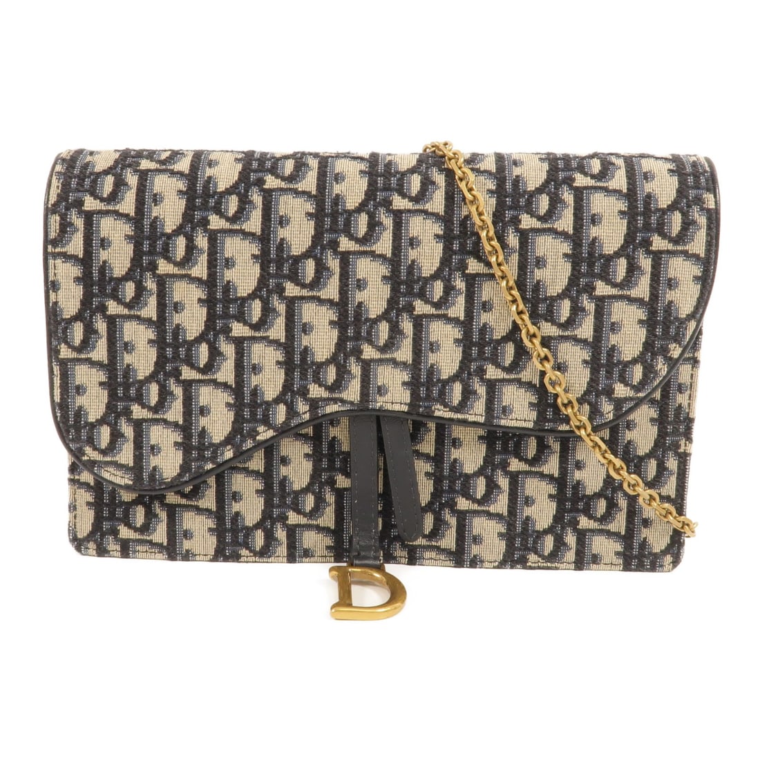 Dior Saddle Wallet On Chain Blue Canvas Shoulder Bag CD GHW: Dior Saddle Wallet On Chain Blue Canvas Shoulder Bag CD GHW Christian Dior Saddle Wallet on Chain shoulder bag in blue canvas. This women's bag features a structured wallet-on-chain design with a magn