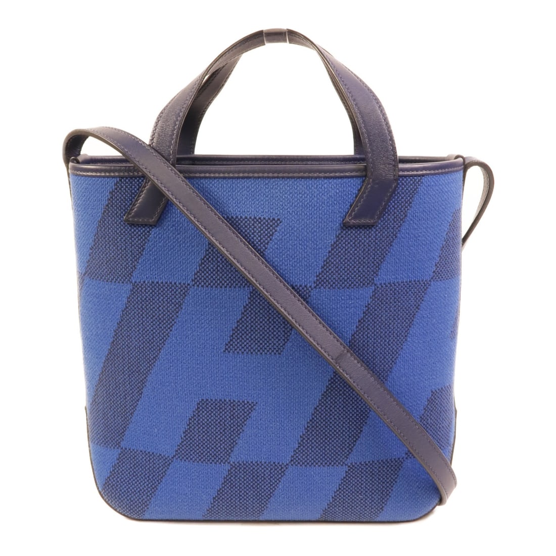Hermes Cabas H En Biais 27 canvas 2way shoulder bag Bleu Saphir (1 of 13)