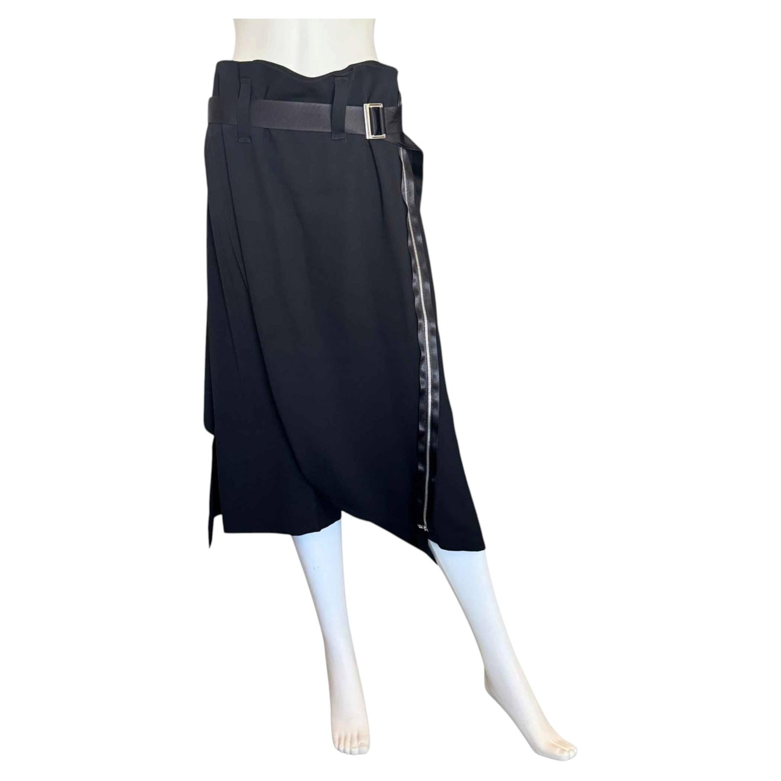 Issey Miyake wrap culotte trousers black asymmetrical layered design (1 of 12)