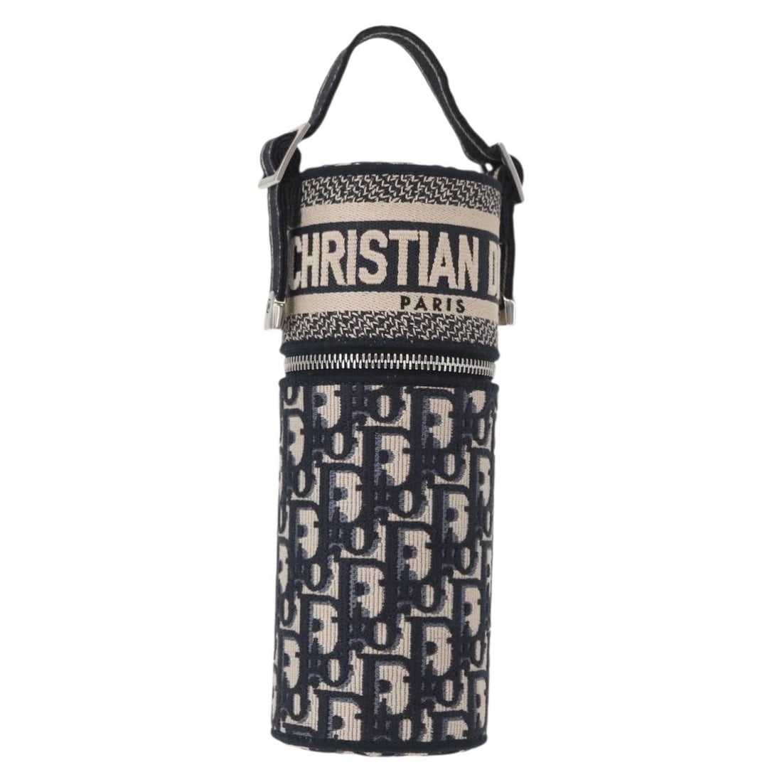 Christian Dior Navy Trotter Canvas Jewelry Box Vanity Auth 156648M: Christian Dior Navy Trotter Canvas Jewelry Box Vanity Auth 156648M Introducing the elegant Christian Dior Trotter Canvas Oblique Fragrance Case Vanity in a sophisticated Navy and Silver color scheme. 
